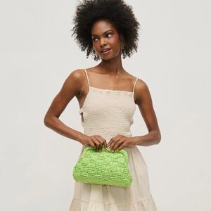 Lime Green Woven Crochet Clutch